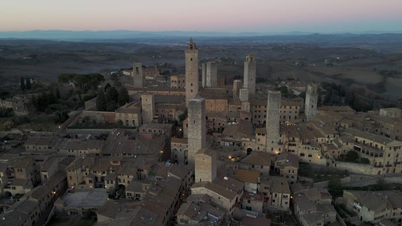 Aerial view of San Gimignano, Siena, Tuscany, Italy.