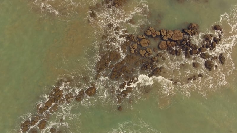 Aerial view of rocky sea in Cajueiro.