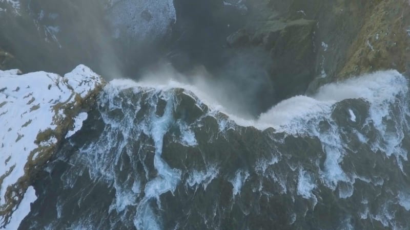 Skogafoss Waterfall Iceland Aerial View