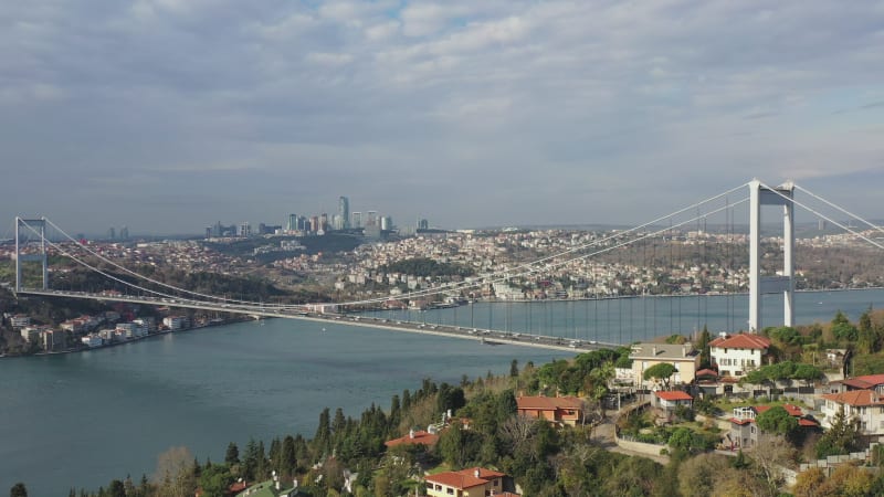 Aerial view of Patih Sultan Mehmet Koprusu, Istanbul, Turkey.