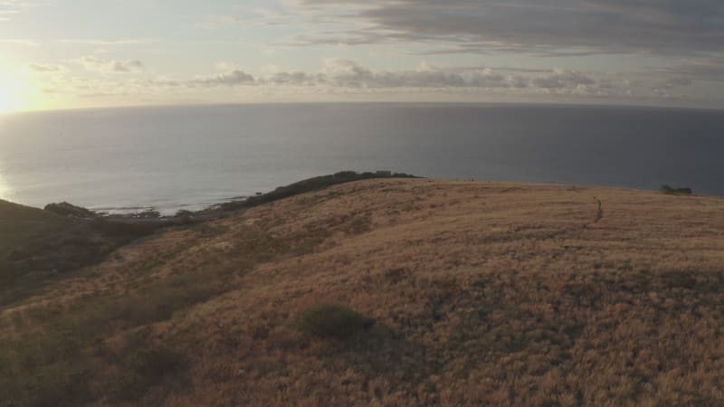 Aerial view of a person with Ocean in background, Saint Paul, Reunion.