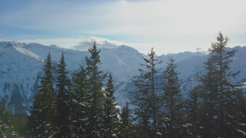 Aerial View of Swiss Snowy Landscape in Schwyz.