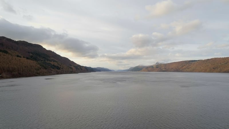 Aerial Reveal of Loch Ness in Scotland