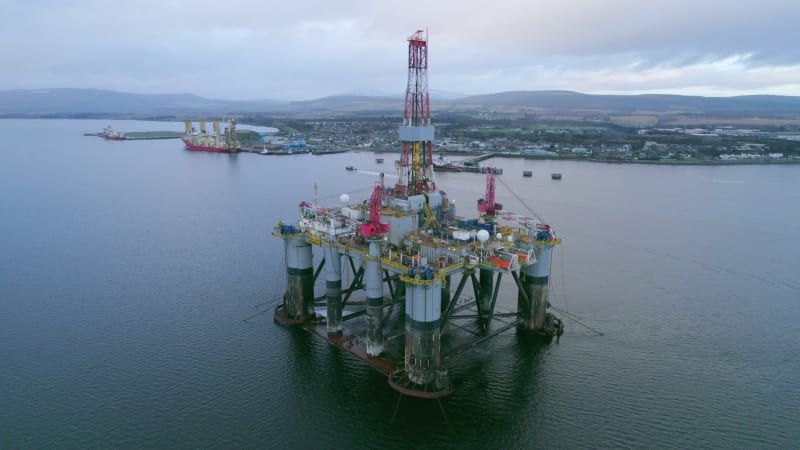 Oil and Gas Drilling Platform a Rig Stationed in the Sea