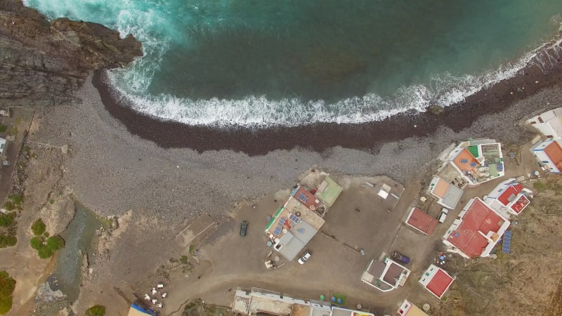 Aerial view of village Puertito de Molinos and hidden beach.