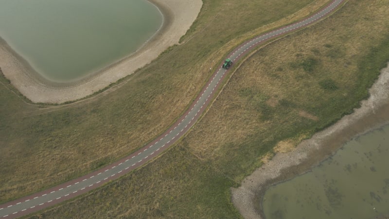 Tractor on Dike in Culemborg Amidst Drought