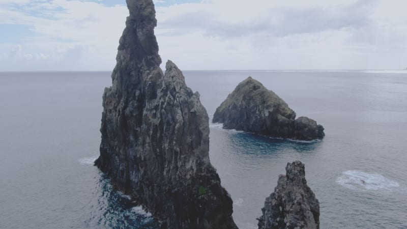 Aerial view of Ilheus da Rib on Madeira island, Portugal.