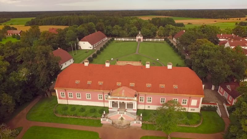 Aerial view of old Sagadi Manor, situated in the Lahemaa National Park.