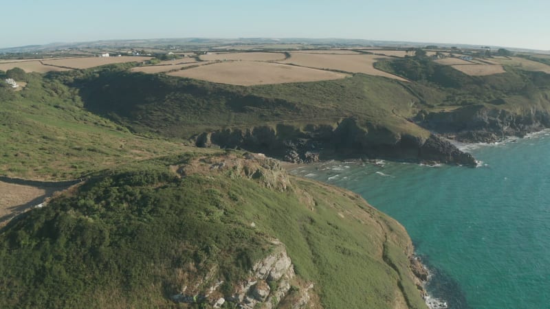 Aerial view of Epphaven Cove, Padstow, Cornwall, United Kingdom.