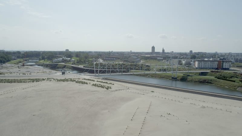 The City and Bridge of Dunkirk in France from the Air