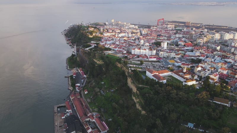 Aerial view of Cacilhas, Almada, Portugal.