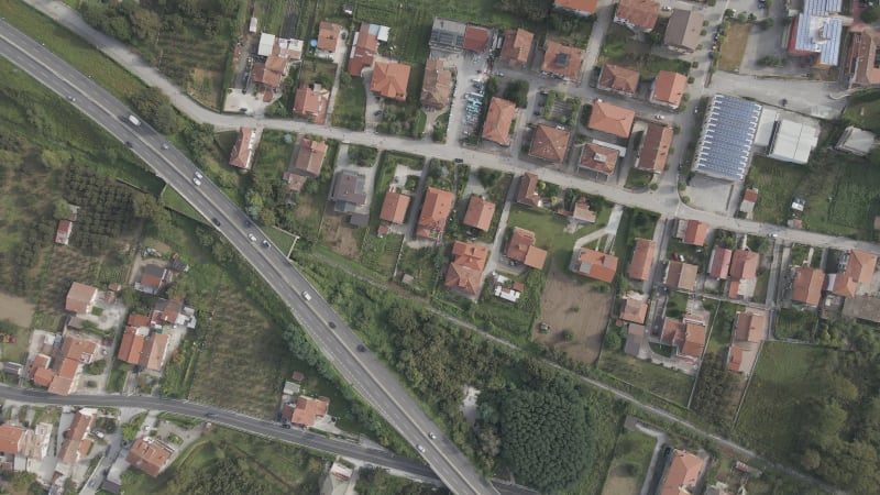 Aerial view of vehicles on the highway in Avellino, Irpinia, Campania, Italy.