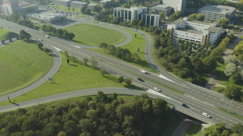 Aerial View of Dutch Highway System at Venserpolder in Diemen Zuid