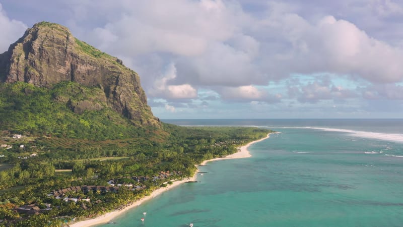 Aerial view of Le Morne Brabant, Mauritius.