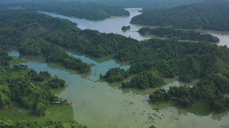 Aerial view of Madhabpur Lake from top, Bangladesh.