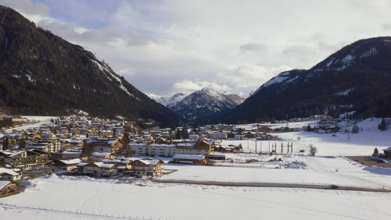 Flachau Ski Resort Aerial Hyperlapse in Austrian Mountains