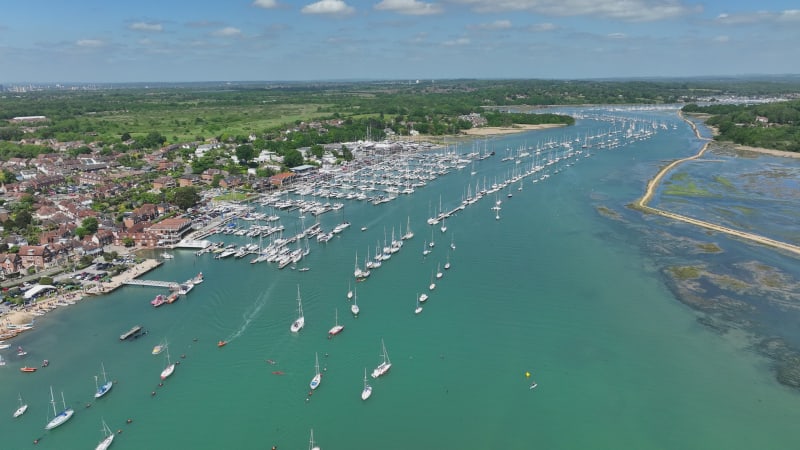 Hamble Marina in the Summer Aerial View