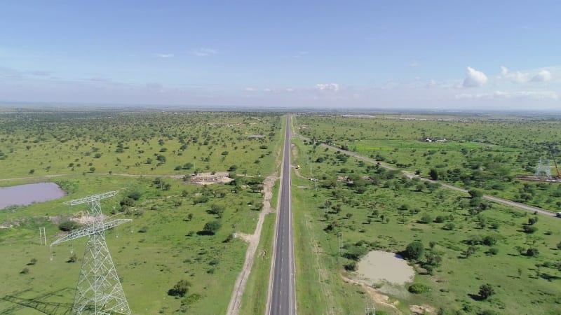 Aerial view of the main road passing through Kajiado