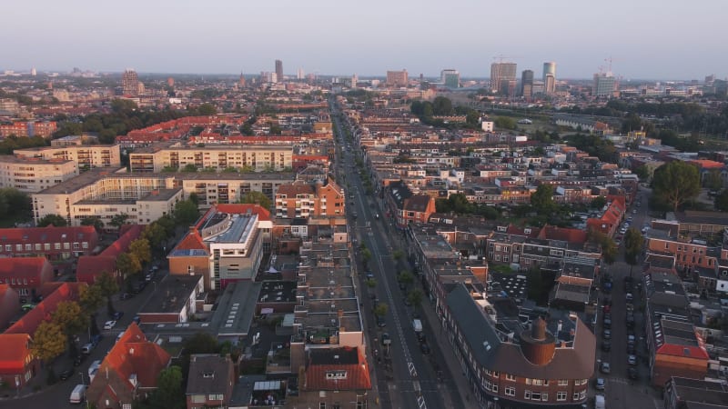 Buildings along the Amsterdamsestraatweg in Utrecht city, the Netherlands.