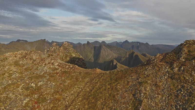 Rocky mountain top at Husfjellet Senja in Norway.