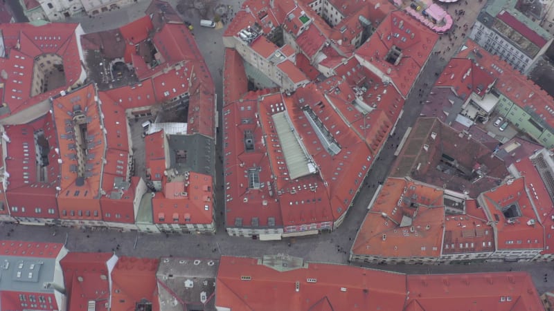 Beautiful Winter Christmas Market in a City Seen From an Aerial View