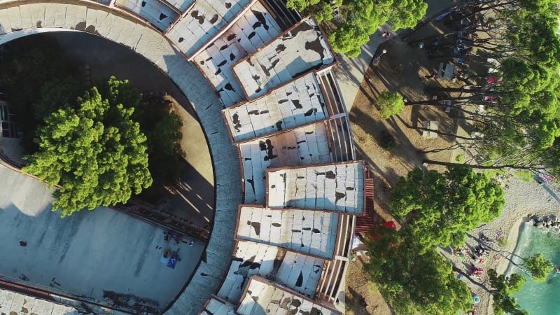 Aerial view of an abandoned resort, Makarska, Croatia.