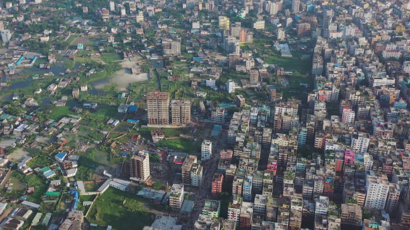 Aerial view of a residential area in Dhaka, Bangladesh.