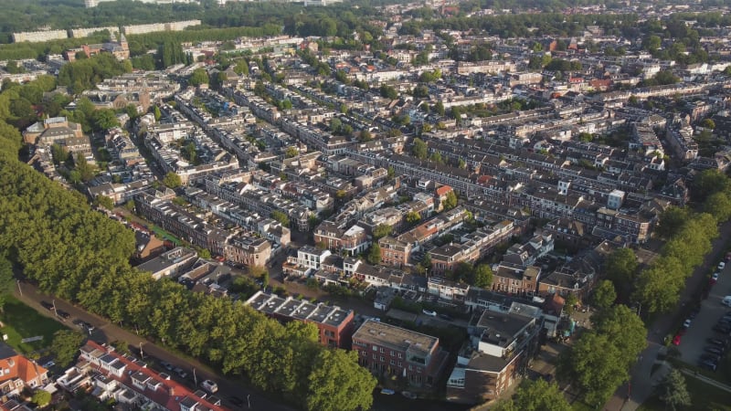 Aereal Pan Shot of Wittevrouwen Suburb in Utrecht, the Netherlands