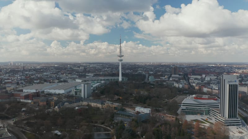 Heinrich Hertz TV Tower in Hamburg rising above the urban city center