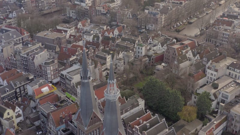 Amsterdam City Aerial View Showing the Canals and Architecture From the Air