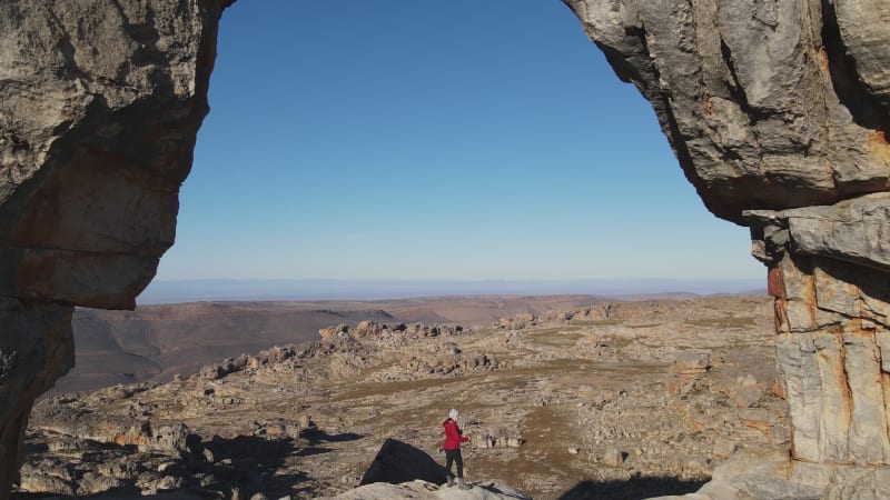 Aerial view of a valley landscape in Western Cape, South Africa.