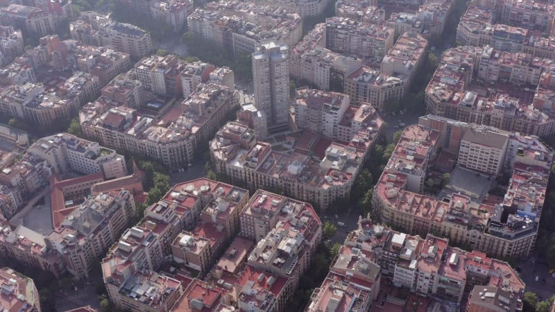 The City Blocks of Barcelona in Spain During the Summer