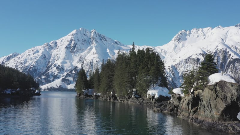 Aerial view of a mountain in Prince William Sound