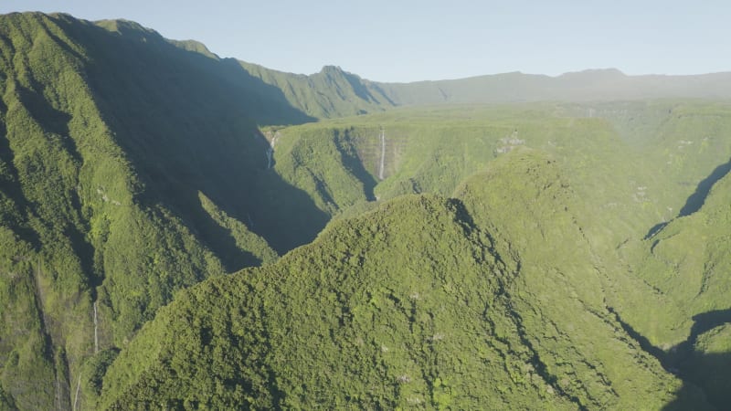 Aerial view of Cascata do Poco do Bacalhau, Portugal.