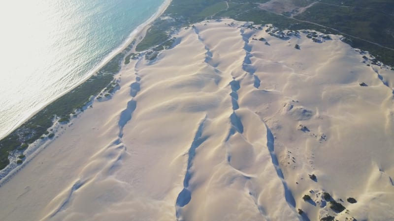 Aerial Coastal View of the Sandy Beaches of Lancelin, Australia