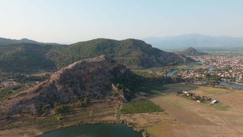 Aerial view of a swamp in Dalyan, Turkey.