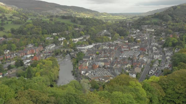 Llangollen a Tourist Town in North East Wales Aerial View