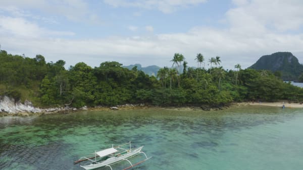 Landscape of rocky mountain islands in the Philippines