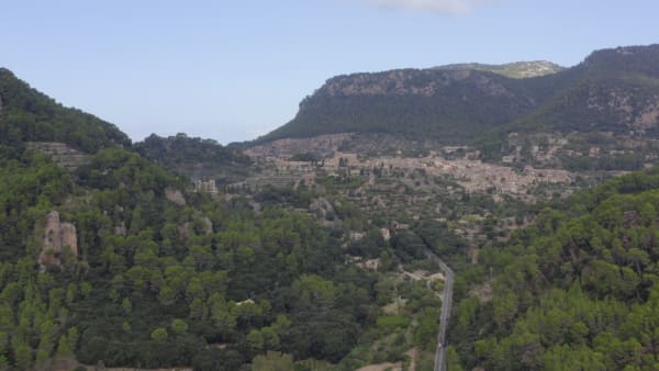 View on Valldemossa on Mountains in Jungle Forest on Tropical Island Mallorca, Spain on Sunny Day Vacation, Travel, Sunny