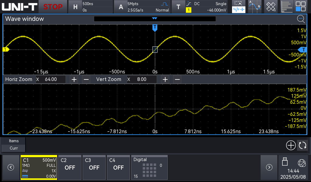 12-bit waveform display showing fine vertical detail