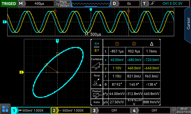 MSO2104-S Oscilloscope XY mode