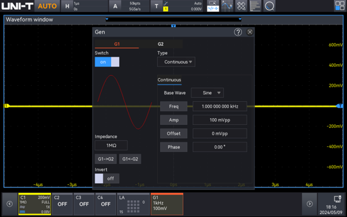 Optional dual-channel AWG with Bode plot analyzer