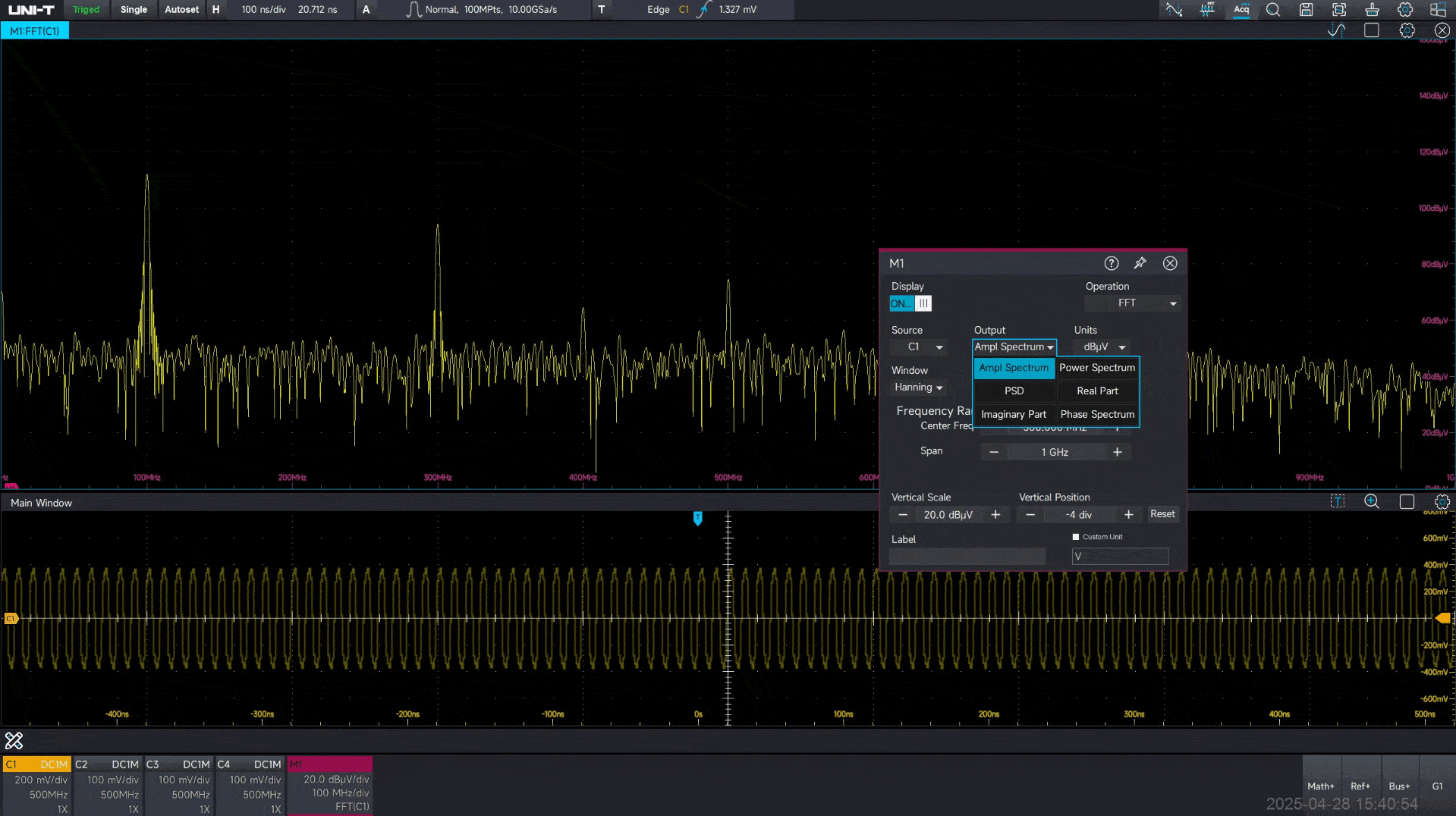 UPO7000L math operations and waveform processing