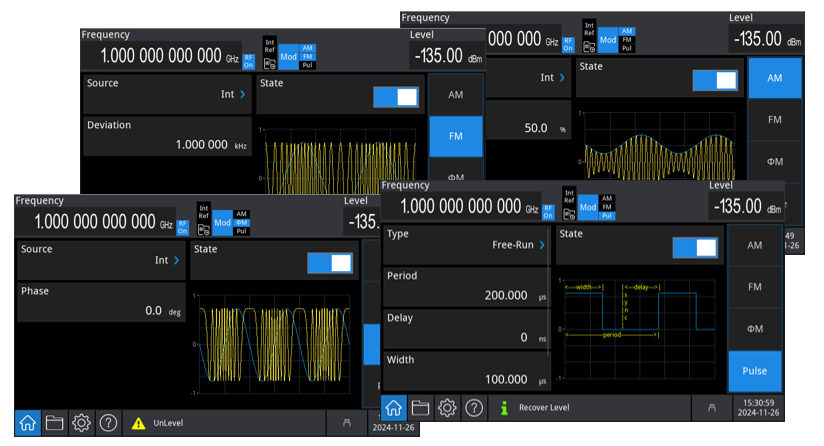 USG3000M analog modulation settings and waveform display