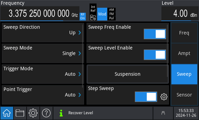 USG3000M sweep mode configuration