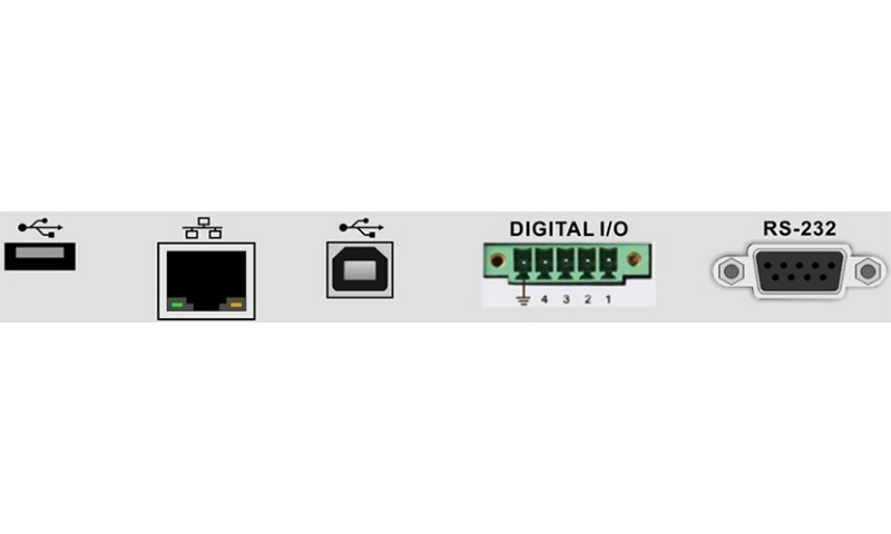 UDP3305S rear-panel data interfaces — USB-Host, LAN, RS-232, Digital I/O