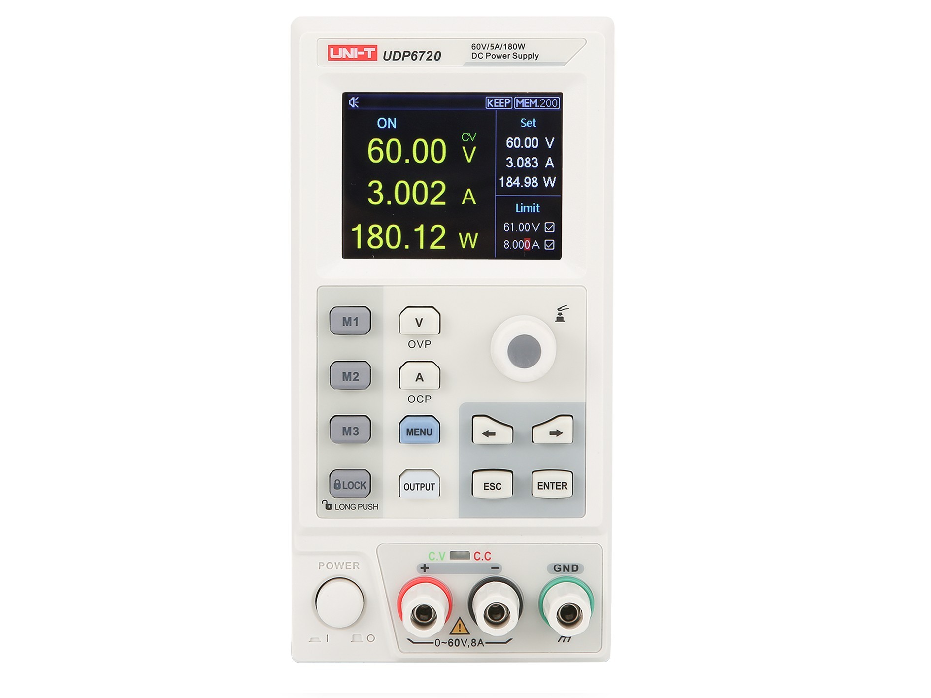 UDP6720 programmable DC power supply, front view
