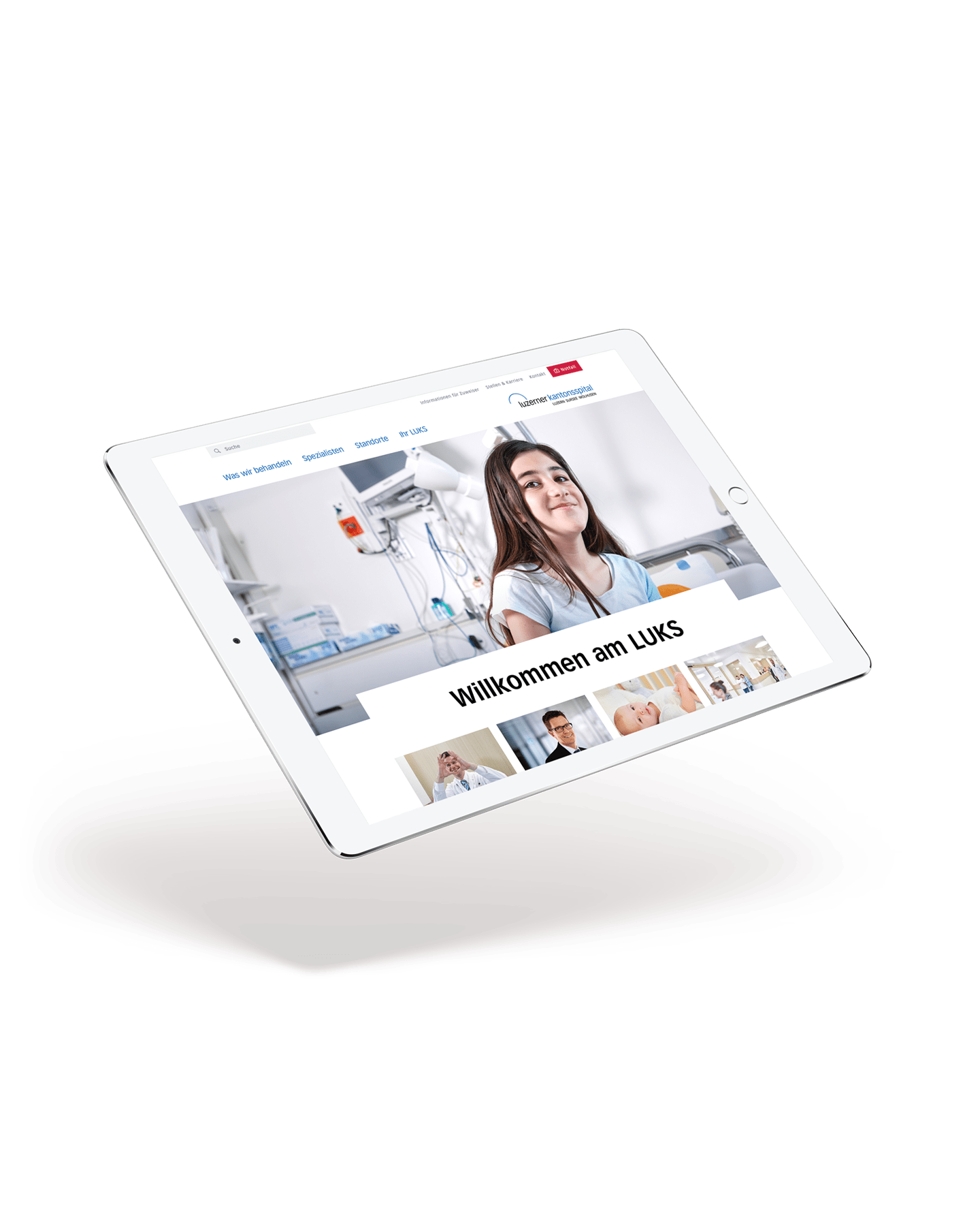 Screenshot Tablet with www.luks.ch opened