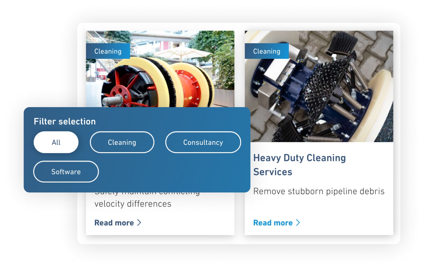 Filtermöglichkeit auf der Website