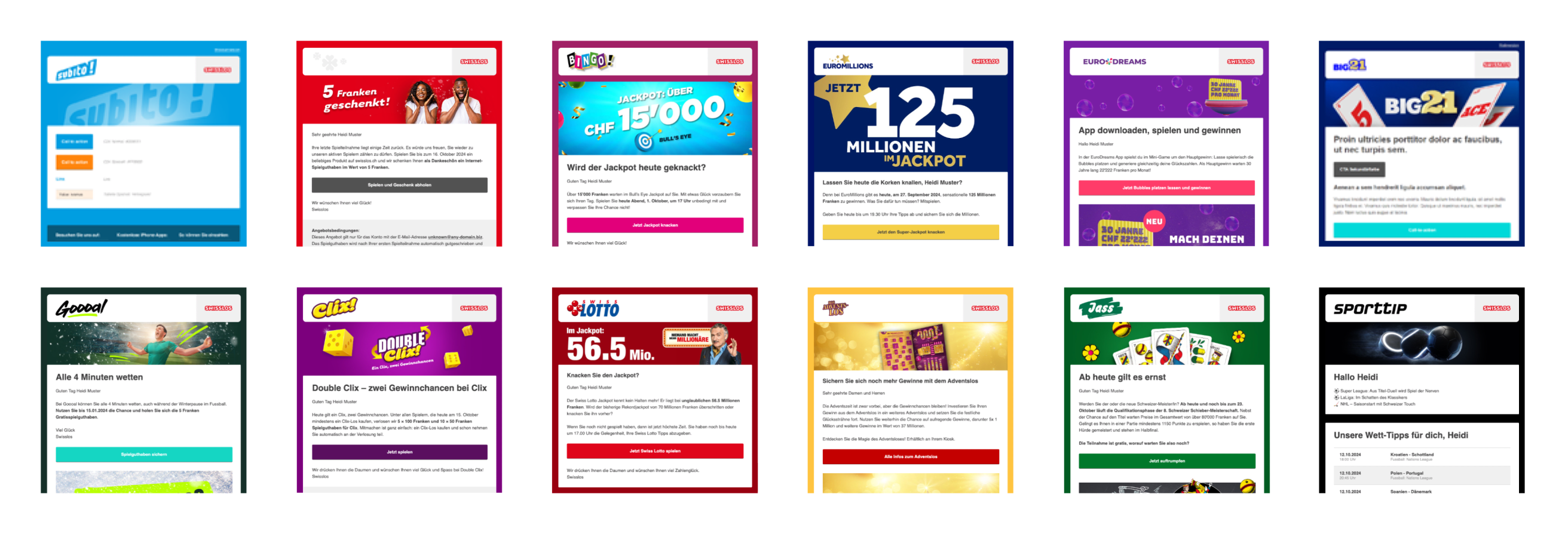 Choice of available templates in numerous colours